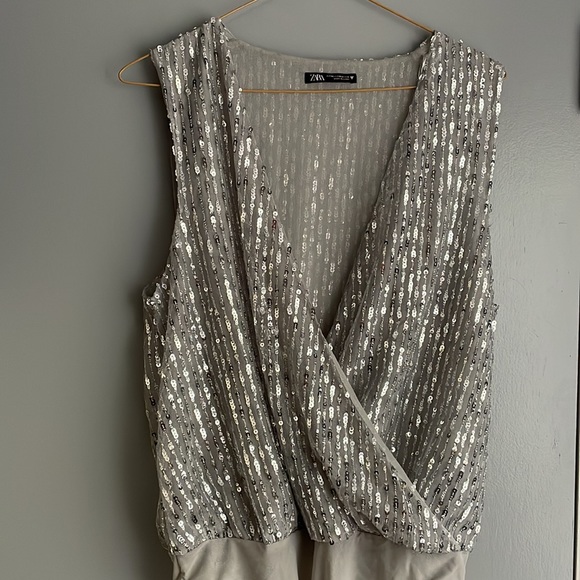 Zara Tops Nwot Zara Sequin Bodysuit Size M Poshmark